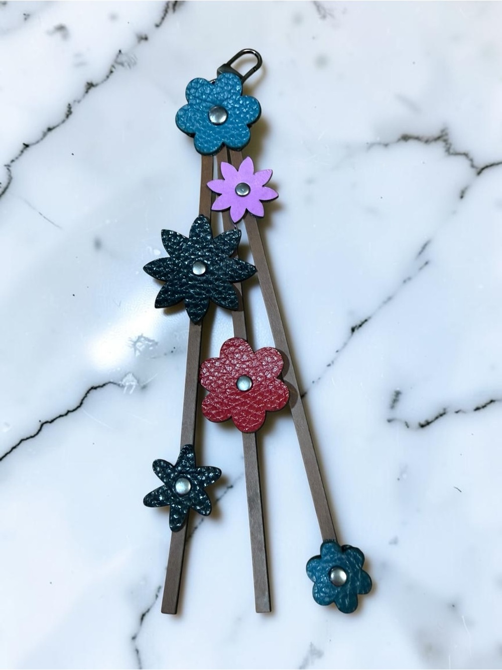 Floral Tassel Leather Bag Charm - Picture 6 of 15